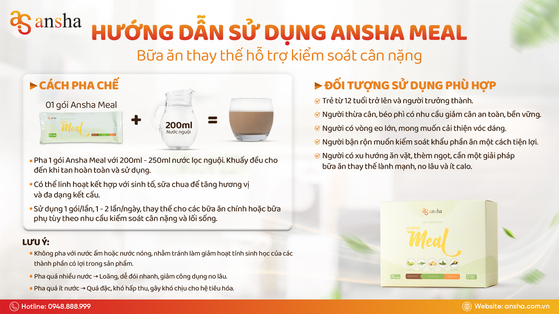 Hướng dẫn sử dụng Ansha Meal